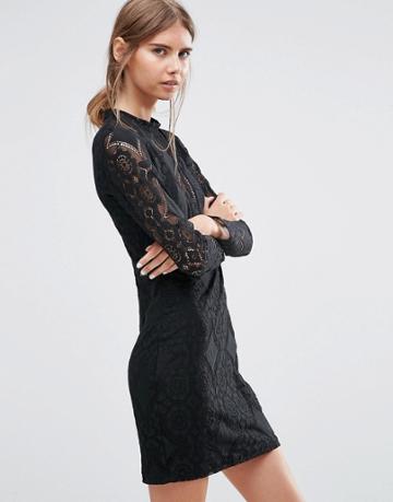 Love & Lies Black Adder Dress In Lace - Black