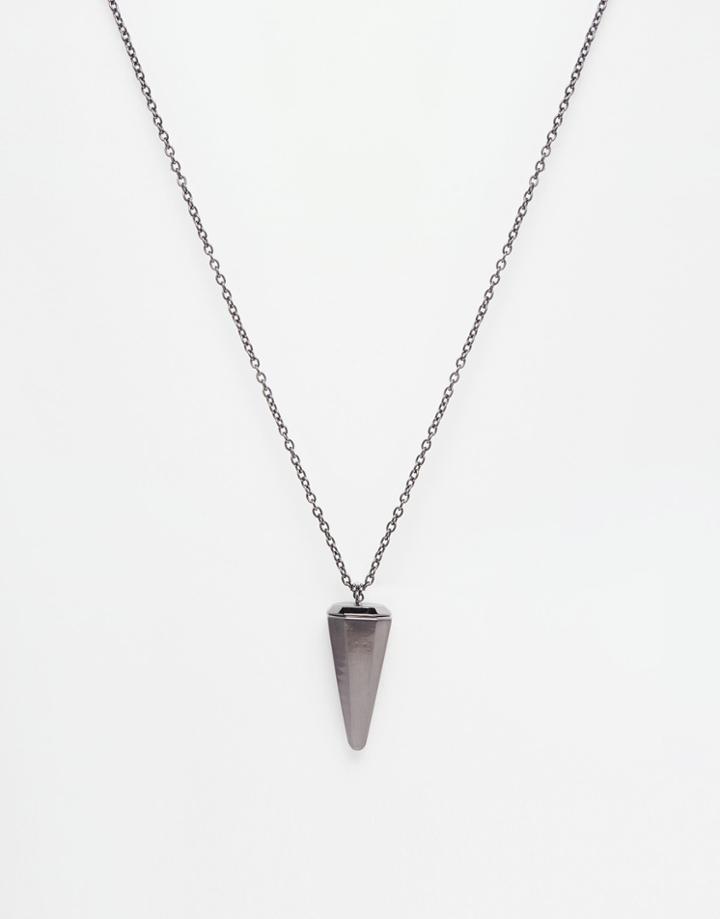 Asos Necklace With Gunmetal Pendant - Black