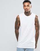Asos Longline Sleeveless T-shirt With Dropped Armhole In White - White