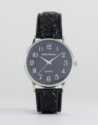 Philip Mercier Black Strap Watch With Black Dial - Black