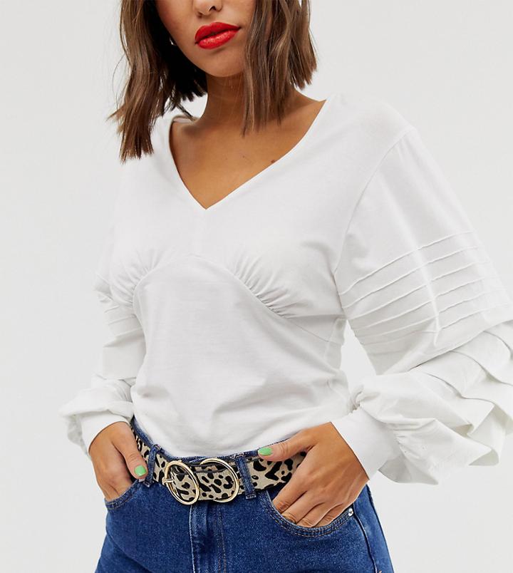 River Island Double Buckle Ponyskin Belt In Leopard - White