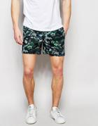 Asos Shorts With All Over Printing And Elasticated Waist - Green