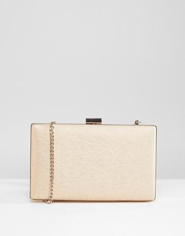 Dune Bridal Shimmer Box Clutch Bag With Chain Strap - Gold