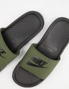 Nike Benassi Jdi Slides In Olive-green