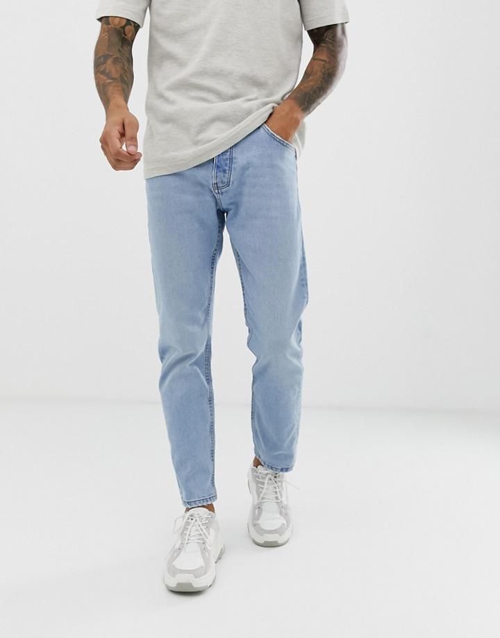 Bershka Slim Fit Jeans In Light Blue - Blue