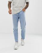 Bershka Slim Fit Jeans In Light Blue - Blue