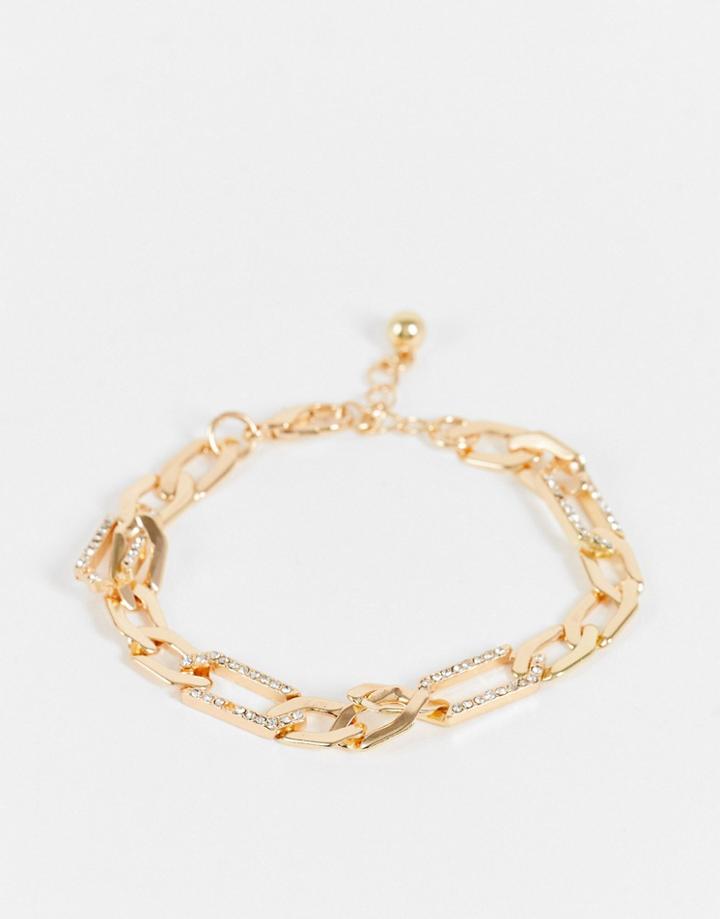 Asos Design Figaro Chain Bracelet With Iced Parve-silver