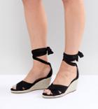 Truffle Collection Wide Fit Espadrille Wedge Sandal - Black