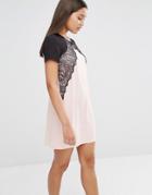 Lipsy Contrast Lace Detail Mini Dress