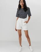 Asos Design Washed Casual Short With Self Belt - Cream