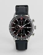 Sekonda Chronograph Leather Watch In Black - Black
