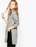Asos Tunic Sweater With Side Splits - Gray