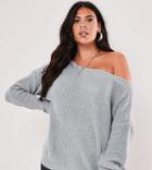 Missguided Plus Off The Shoulder Sweater In Gray-grey