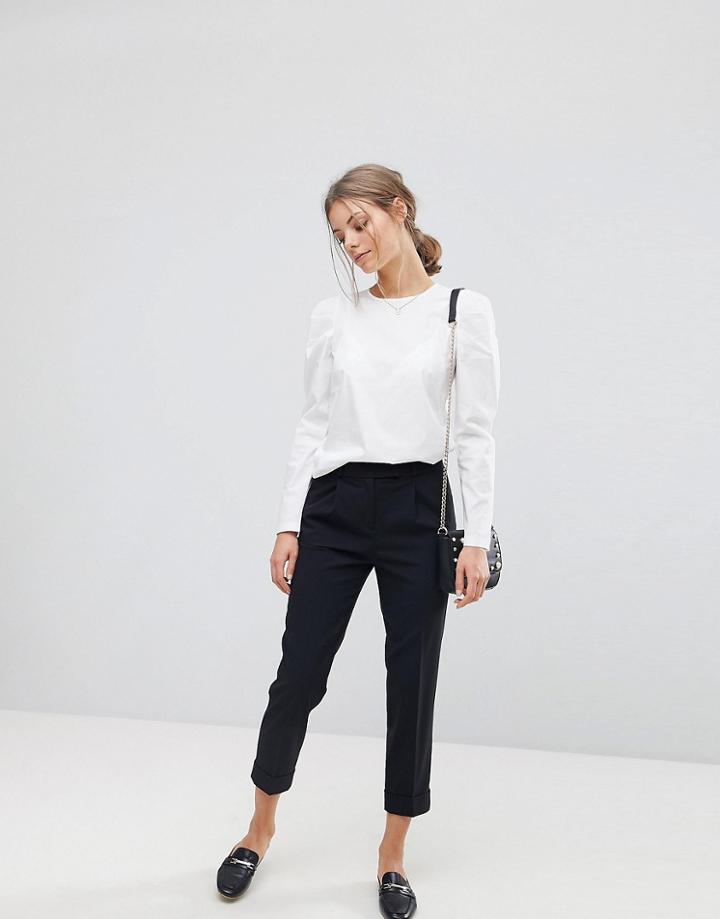 Esprit Tailored Pants Crop High Waist - Black