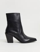 Asos Design Reading Leather Clean Western Boots In Black