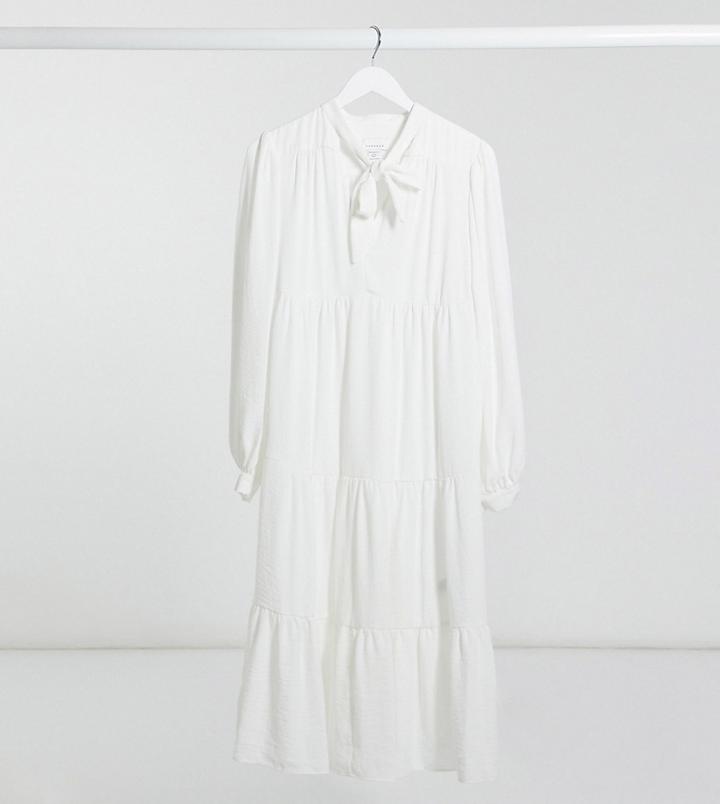 Topshop Maternity Tiered Midi Dress In Ivory-white