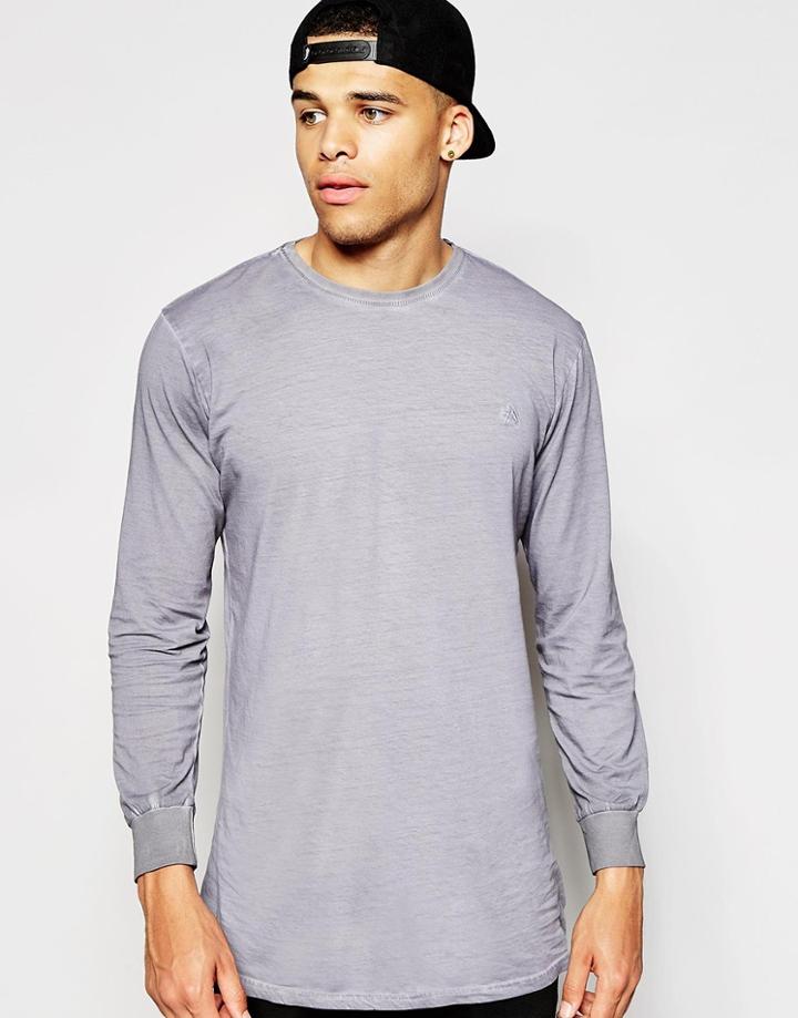 Antioch Long Sleeve T-shirt In Oil Wash - Gray