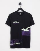 Hollister Ombre Logo Print T-shirt In Black