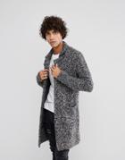 Asos Longline Heavyweight Knitted Duster Cardigan In Charcoal - Gray