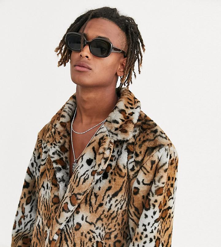 Heart & Dagger Oversized Jacket In Faux Fur-brown