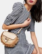 Topshop Crab Piece Straw Crossbody Bag In Natural-neutral