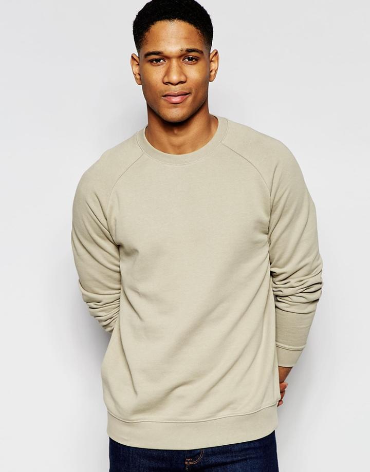 Asos Sweatshirt In Beige - Aluminium