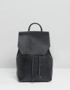 Asos Mini Leather Drawstring Backpack - Black