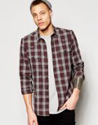 Asos Longline Check Shirt In Western Styling With Long Sleeves - Gray