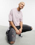 Asos Design Oversized Half Sleeve Heavyweight T-shirt With Chunky Rib In Washed Pink
