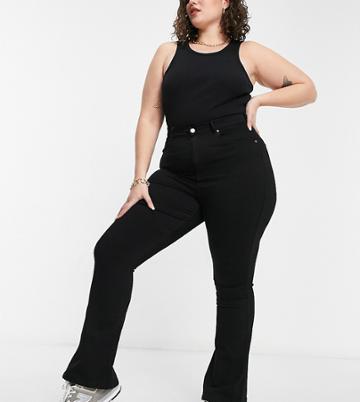 Dr Denim Plus Moxy Flare Jeans In Black