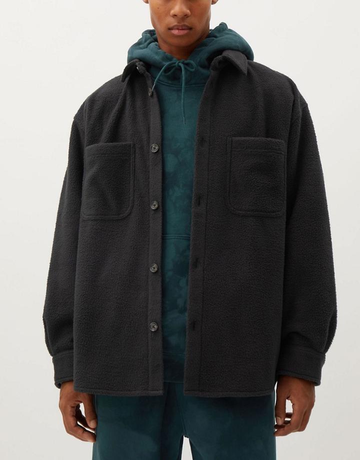 Weekday Work Fleece Overshirt In Black