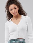 Hollister Knit Polo Top In White