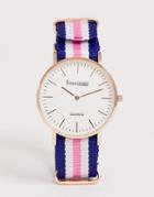 Stratford Mens Stripe Nylon Strap Watch In Green And Navy - Multi