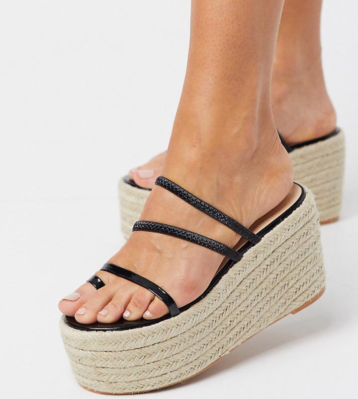 Simmi London Exclusive Melanie Espadrille Flatform With Toe Loop In Black