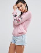 Asos Sweater With 80s Badges - Pink