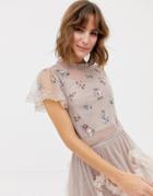 Needle & Thread Embellished Crop Top In Rose - Pink