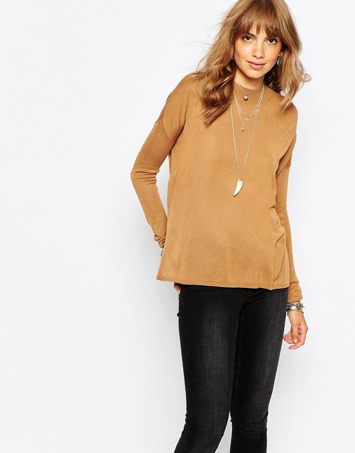 Vero Moda High Neck Knitted Top - Tobacco Brown