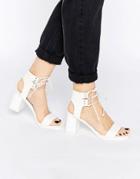 Asos Totally Lace Up Heeled Sandals - White