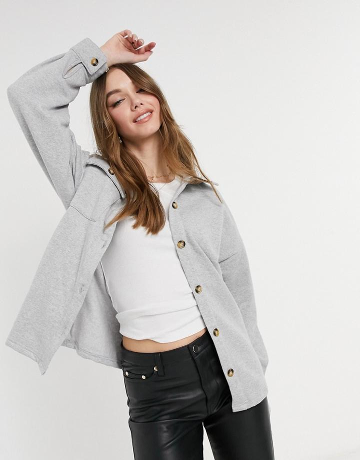 Daisy Street Oversized Shirt Set-grey