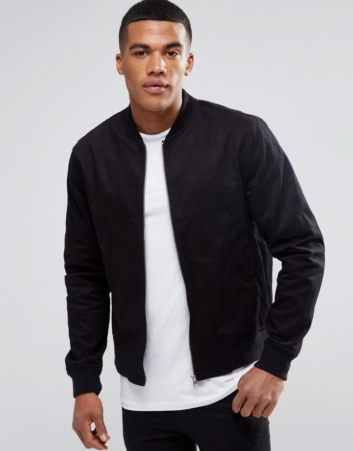 New Look Cotton Bomber In Black - Black