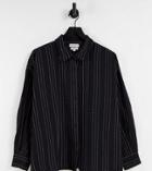 Native Youth The Perfect Oversized Shirt In Poplin With Contrast Stitch Set-black