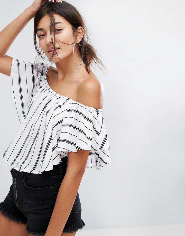 Bershka Stripe Off The Shoulder Top - Multi