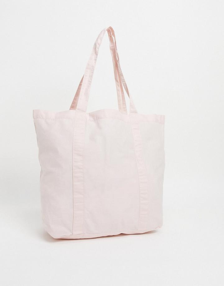 Asos Design Oversized Tote Bag In Dusky Pink Organic Cotton