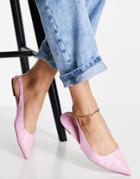 Asos Design Lala Pointed Slingback Flats In Pink