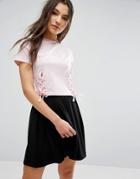 Asos Crop T-shirt With Corset Tie Detail - Pink