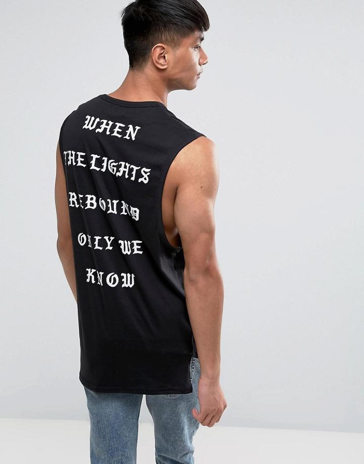 Night Addict Oversized Back Print Tank - Black