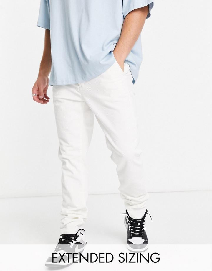 Asos Design Skinny Stretch Cord Pants In White