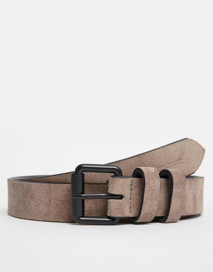 Dark Future Suede Belt In Charcoal With Coated Buckle - Charcoal