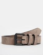 Dark Future Suede Belt In Charcoal With Coated Buckle - Charcoal