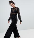 Monki High Waistt Wide Leg Pants-black